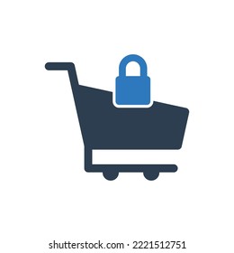 Carro de compra con icono de bloqueo