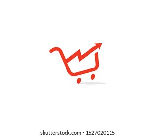 Shopping cart logo arrow vector 