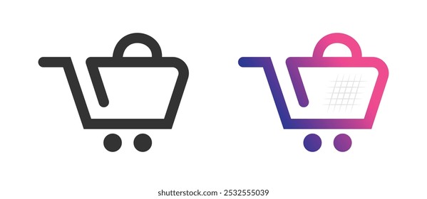 Shopping Cart Logo with Bag and Delivery Icon for Online Shopping - Vector Design Featuring a Gradient Effect, Perfect for E-commerce and Delivery Services Branding.