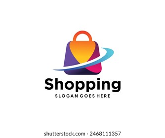 Shopping cart logo shopping bag gradient logo design