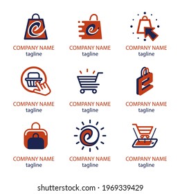 Shopping cart logo collection graphic design vector logo brand.