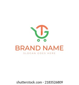 Shopping Cart Logo Consisting of Letters T and G