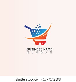 Plantilla creativa del logotipo del carro de compras, diseño inspirador del vector del logotipo de compras