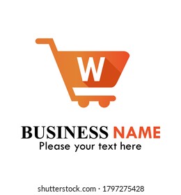 Shopping Cart Logo creative template, Shop Logo Vector Inspiration. suitable for market, business, brand, online, app, mobile, website, blog. There are shopping cart with font w