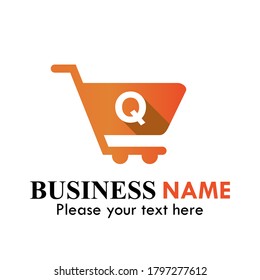Shopping Cart Logo creative template, Shop Logo Vector Inspiration. suitable for market, business, brand, online, app, mobile, website, blog. There are shopping cart with font q