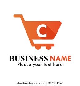 Shopping Cart Logo creative template, Shop Logo Vector Inspiration. suitable for market, business, brand, online, app, mobile, website, blog. There are shopping cart with font c