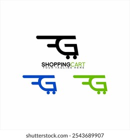 Shopping cart logo design with the concept of the letter G and fast.