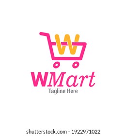 Shopping cart logo design. Initial letter W logo