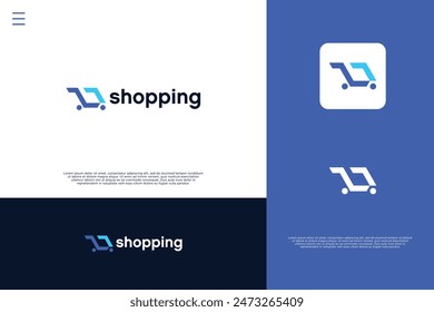 Shopping cart logo design. Online Shop logo innovation