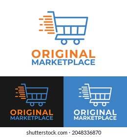 Shopping Cart Logo Design Template. Suitable for Online E Commerce Retail Shop Store Market Suprmarket Business Brand Simple Modern Logo Design.
