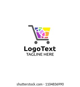 Shopping cart logo design or trolley icon. 
