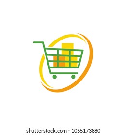 Shopping Cart Logo Design Vector. Retail Store Logo
