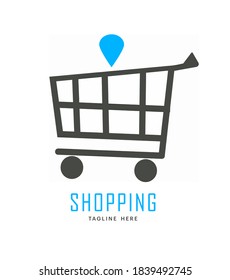 Vector de diseño del logotipo del carro de la compra. Tipo de logotipo de mercado