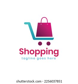 Shopping cart logo design vector illustration, Online Shop Logo template design