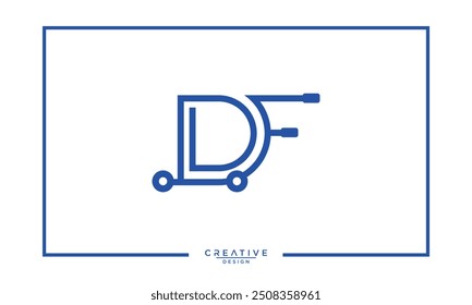 Shopping cart logo with DF, FD letters.