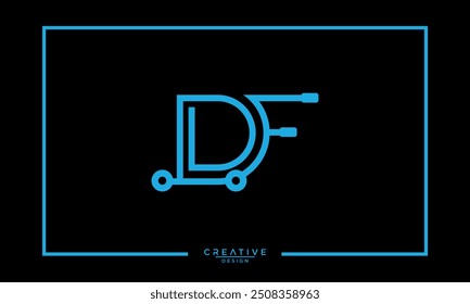 Shopping cart logo with DF, FD letters.