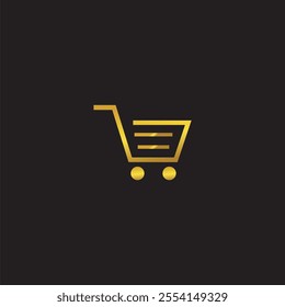 Shopping Cart logo in gold color and black background