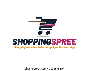 Icono del logotipo del carro de la compra vectores tienda de comercio electrónico