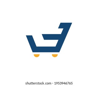 Shopping cart logo online retail vector 