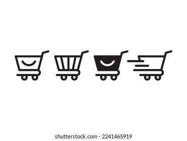 conjunto de logotipos de carrito de la compra. minimalista moderno para ilustración de diseño de vector de compra feliz.