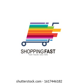 Shopping cart logo, Cart shop logo icon vector template