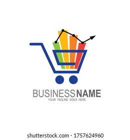 Shopping cart logo, Cart shop logo icon vector template