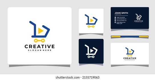 Shopping Cart Logo Template With Business Card Design Inspiration