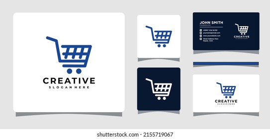 Shopping Cart Logo Template With Business Card Design Inspiration