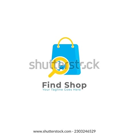 Shopping Cart Logo Vector Design with Magnifying Glass as Search engine icon, Shopping bag Logo Design, Shopping Logo, suitable for your business