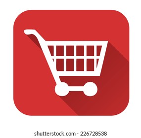 shopping cart, long shadow flat icon -  EPS 10 vector