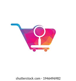 Shopping cart and magnifying glass, negative space logo design. search and shopping cart logo icon.