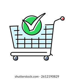 shopping cart mark circle color icon vector. shopping cart mark circle sign. isolated symbol illustration