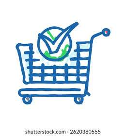 shopping cart mark circle doodle icon sketch vector. shopping cart mark circle sign. isolated symbol illustration