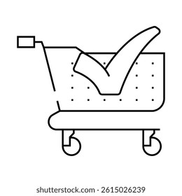 shopping cart mark circle line icon vector. shopping cart mark circle sign. isolated contour symbol black illustration