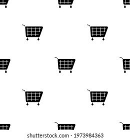 Shopping cart market seamless pattern isolated on white background.