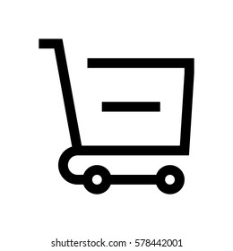 Shopping cart mini line, icon, background and graphic. The icon is black and white, linear  flat, vector, pixel perfect, minimal, suitable for web and print. 