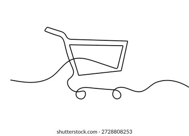 Carrinho de compras ícone mínimo contínuo uma linha desenho isolado contorno ilustração
