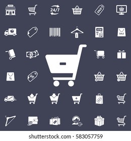 Shopping Cart With Minus Sign / Remove Vector Icon Illustration
