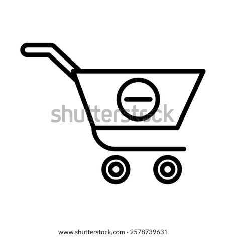 Shopping Cart with Minus Sign Vector Line Icon Design