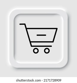 Shopping cart, minus simple icon vector. Flat design. Neumorphism design.ai