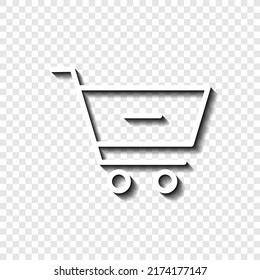 Shopping cart, minus simple icon vector. Flat design. White with shadow on transparent grid.ai