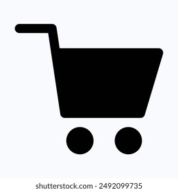 Shopping Cart For Mobile Apps Interface, Cart Vector Icon, Isolated Silhouette Vector Icon.