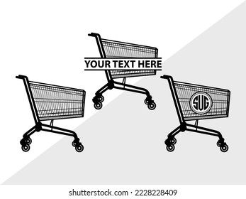 carro de la compra Monograma Vector Imprimible Ilustración