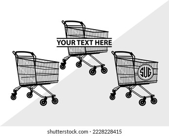 shopping cart Monogram Printable Vector Illustration