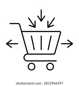 Shopping cart with multidirectional arrows vector icon shopping logistics distribution shipping