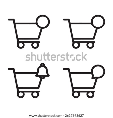 Shopping Cart Notification Icons Set. Shopping Cart Icons with Notifications and Actions
