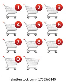 Shopping cart and number for icon, shopping online concept, vector design and isolated background.