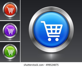 Shopping Cart on Blue Round Button