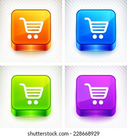 Shopping Cart on Color Square Buttons