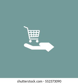 shopping, cart on hand icon illustration vector, for web and mobile design.